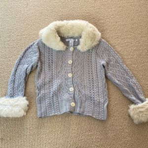 Vintage Fur Cable Knit Ballinger Gold Cardigan Sweater